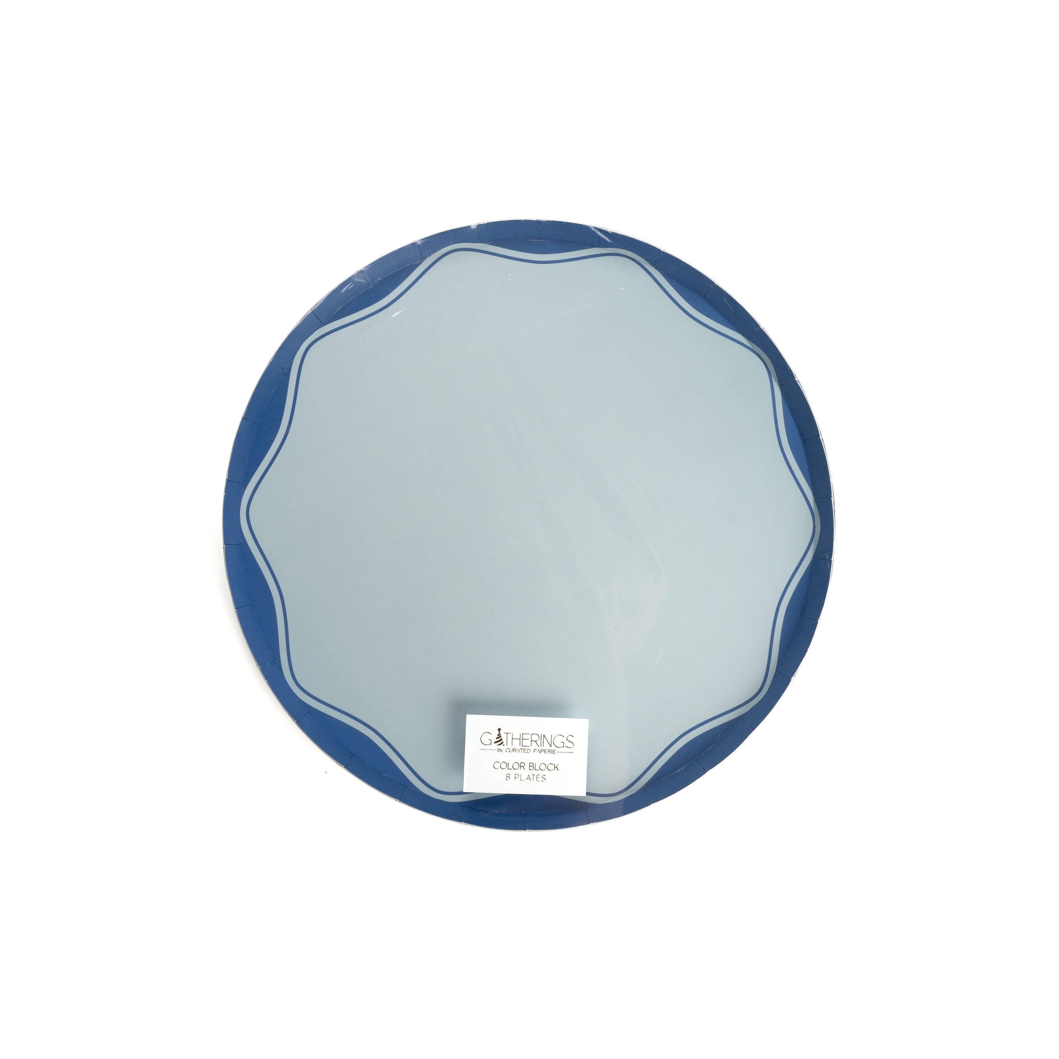 Gatherings by Curated Paperie - Wholesale Disposable Plate - MCL24-DNP3- Blue Color Block Dinner Paper Plates4