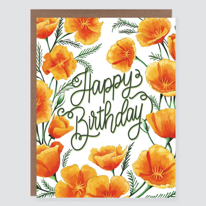 California Poppies Birthday Card for wholesale by Morgan Swank Studio