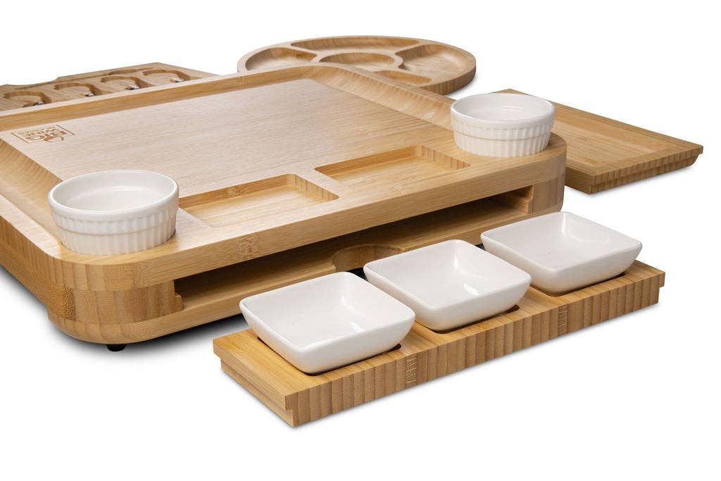 Big Wine Glasses - Wholesale Kaasplank - Vierlaags Bamboe Charcuterieplank Set5