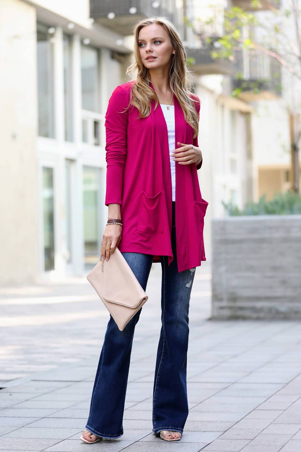 42POPS - Wholesale Cardigan - Women's - `.SI-15644 Slouchy Pocket Open Cardigan2