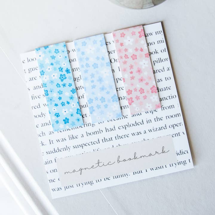 Forget-Me-Nots Floral Magnetic Bookmark Set for wholesale by West Creek Mercantile