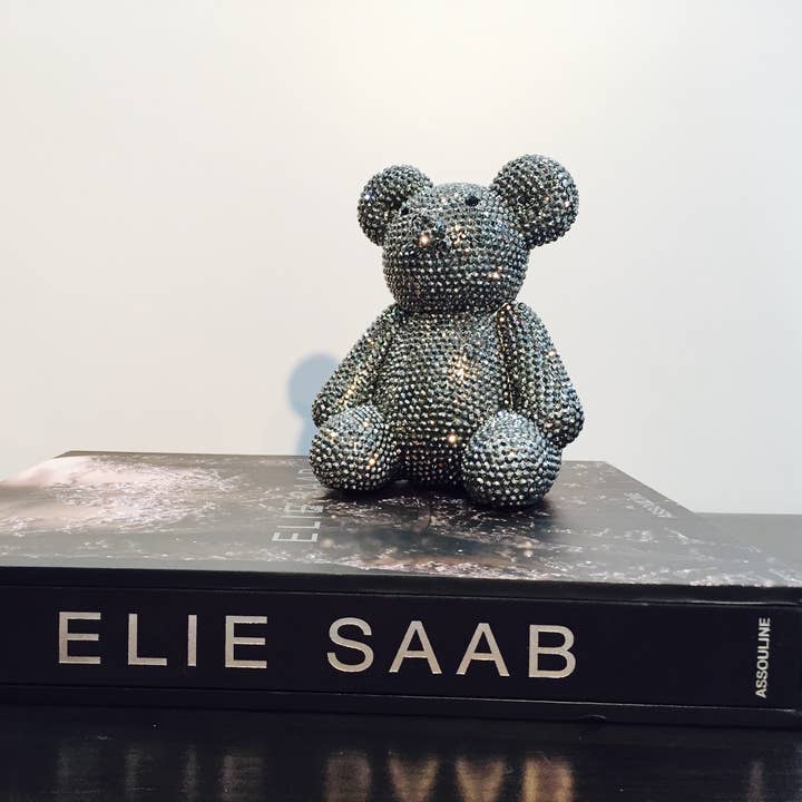 Interior Illusions Plus - Wholesale Money/Piggy Bank - Graphite Rhinestone Bear Piggy Bank - 8" tall1