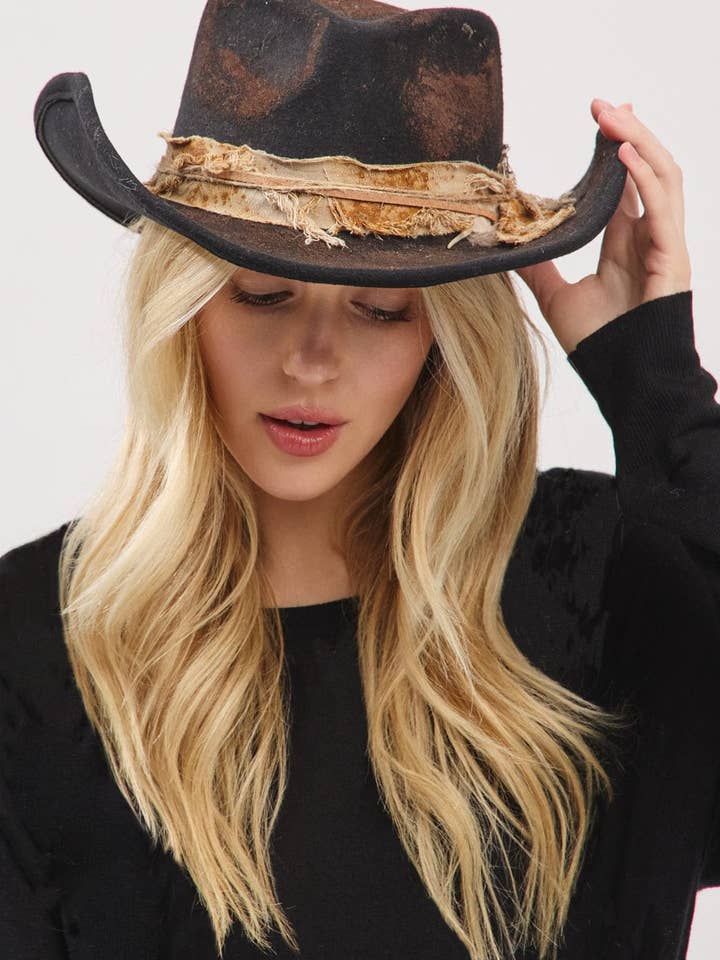 MH0238 Chapéu Cowboy/Fedora Scarlett Heritage Worn Moldável por atacado de MiMi Wholesale