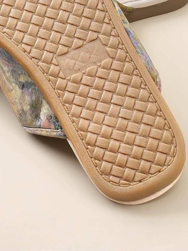 Lian Collection – wholesale Slippers – Women's – Silk Winter Slippers – Faux Fur‑Lined Silk Mules, Impressionist Art Print, Indoor Gift Slippers5