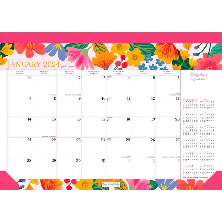 Bonnie Marcus 2024 18 Months Desk Pad Calendar for wholesale by Brown Trout