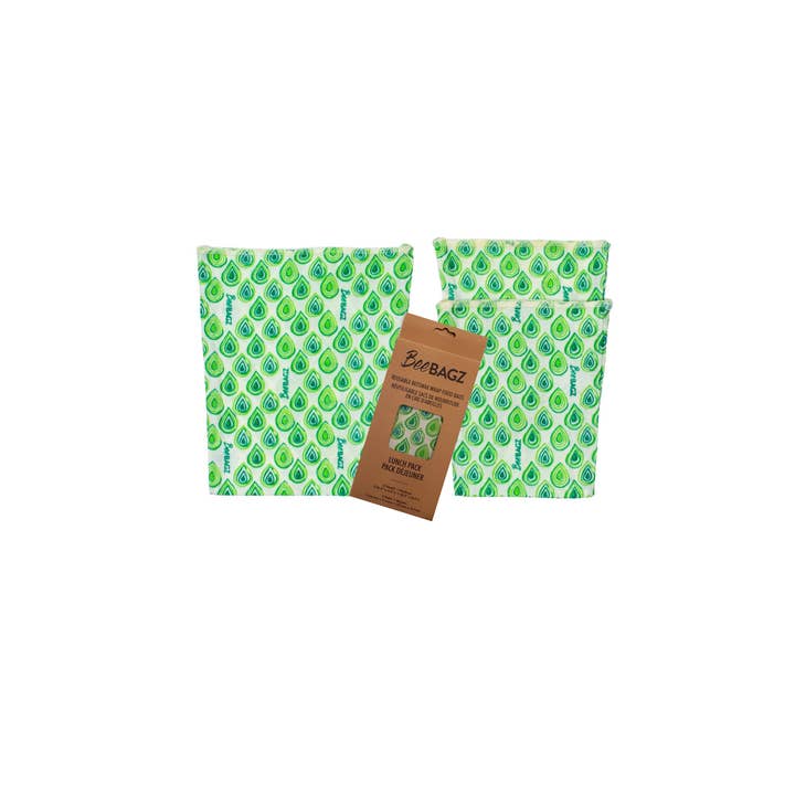 BeeBAGZ - Wholesale Food Storage Wrap/Bag - Lunch Pack of 3 - Reusable Beeswax Wrap Food Storage Bags
