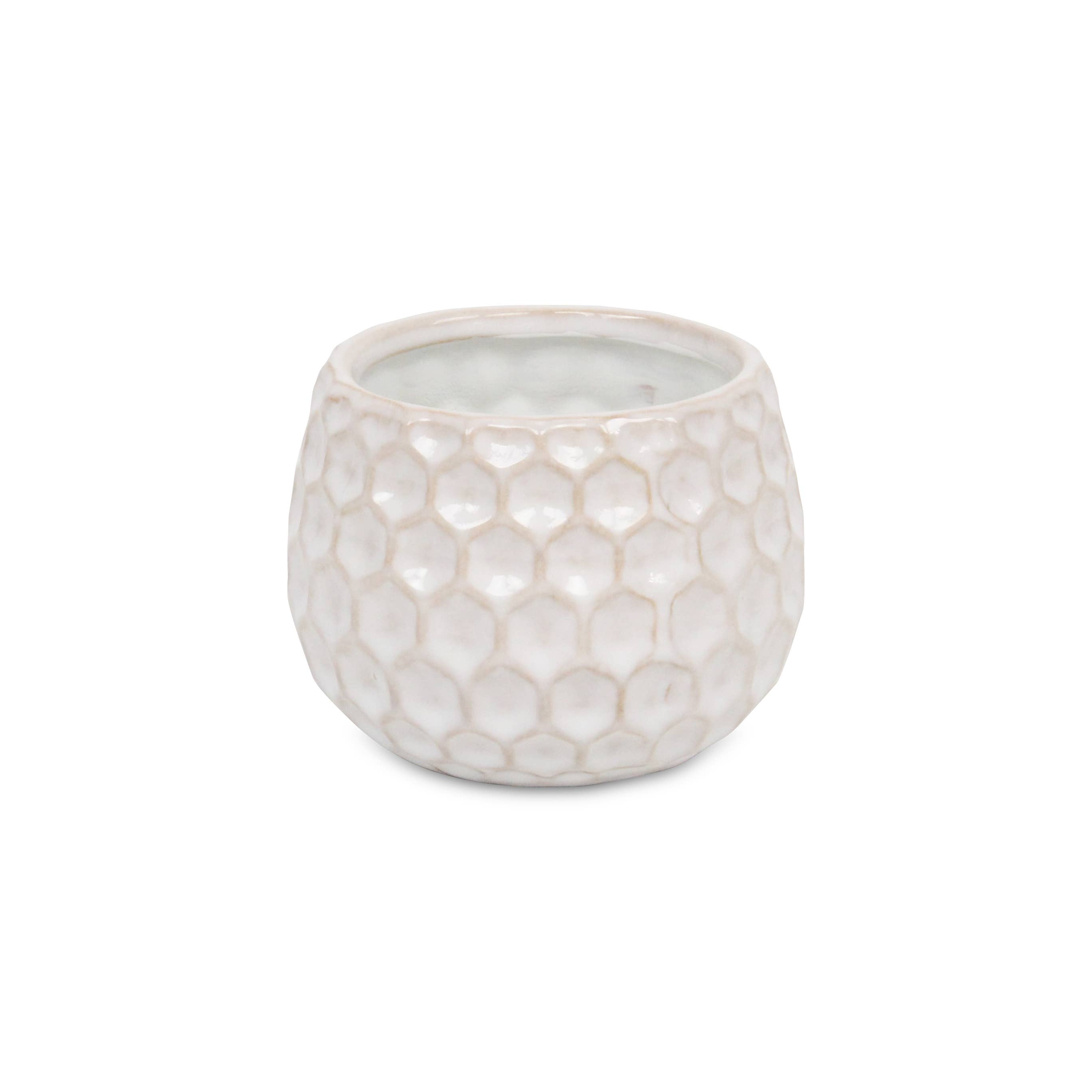 Cheungs Home Decor – Vaso de plantas por atacado – Vaso de cerâmica branco com padrão hexagonal11
