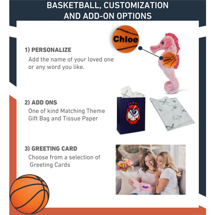 Cota Global – Großhandel Kuschel-/Plüschtier – Kind & Baby – Plüsch-Basketball - Superweiches Plüsch - Seepferdchen