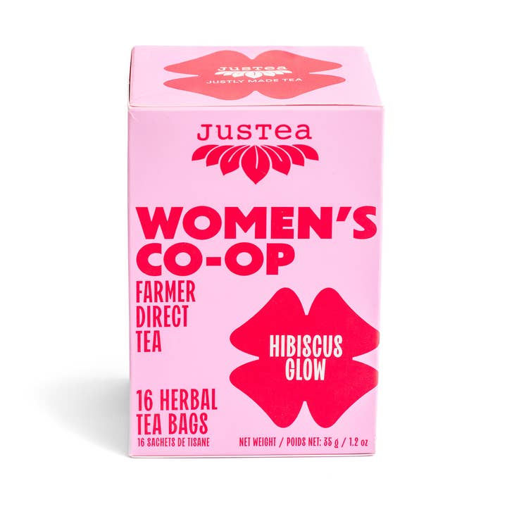 Hibiscus Glow Tea Bags - Organic, Fair-Trade, Herbal Tea for wholesale by JusTea (No Import Fees to USA)
