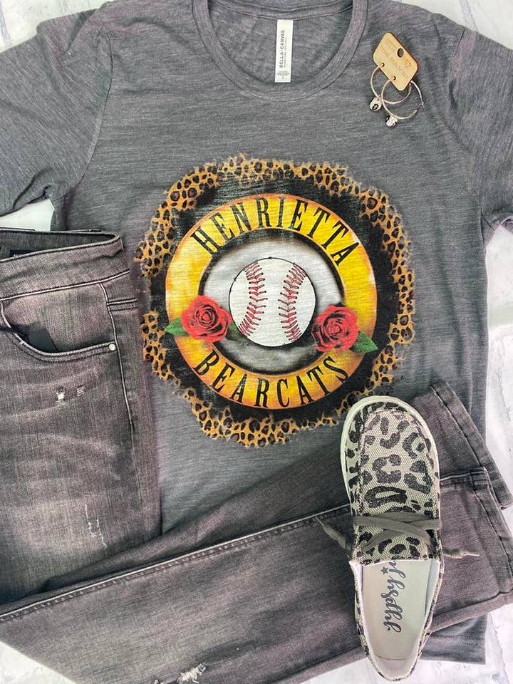 Rocker Roses Custom Baseball Graphic T-Shirt for wholesale by Ranch Swag