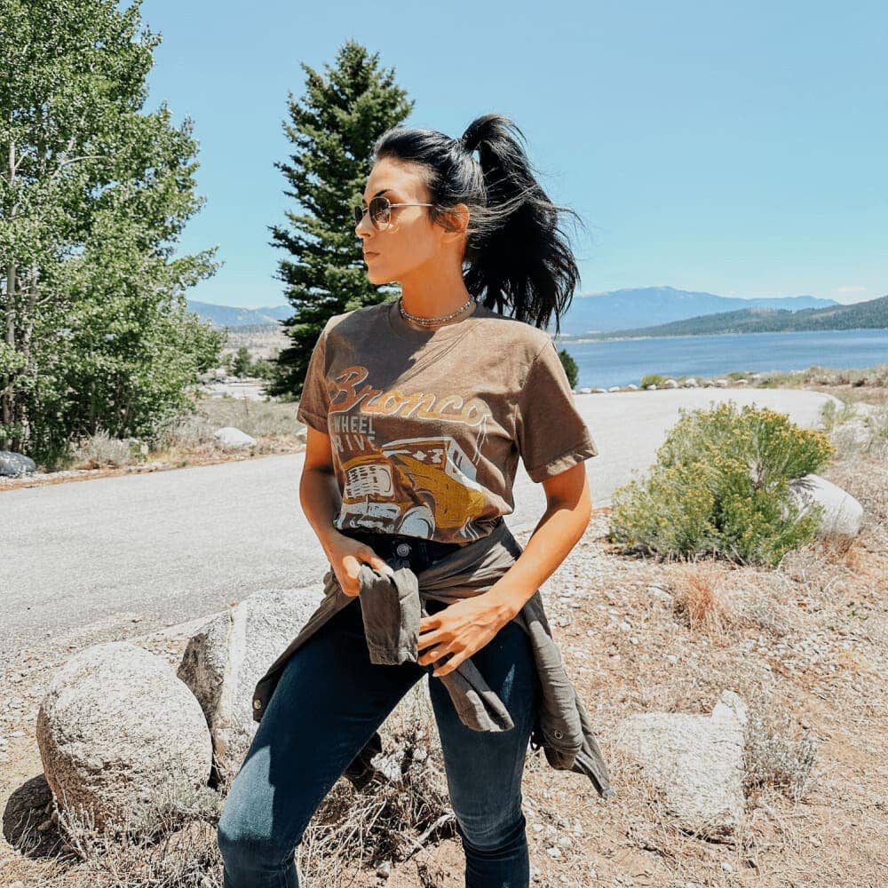 Heather Brown Bronco Tee for wholesale on Faire3