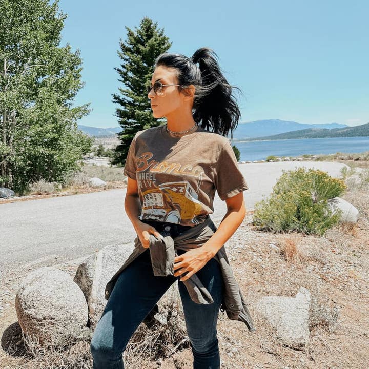 Heather Brown Bronco Tee for wholesale on Faire3