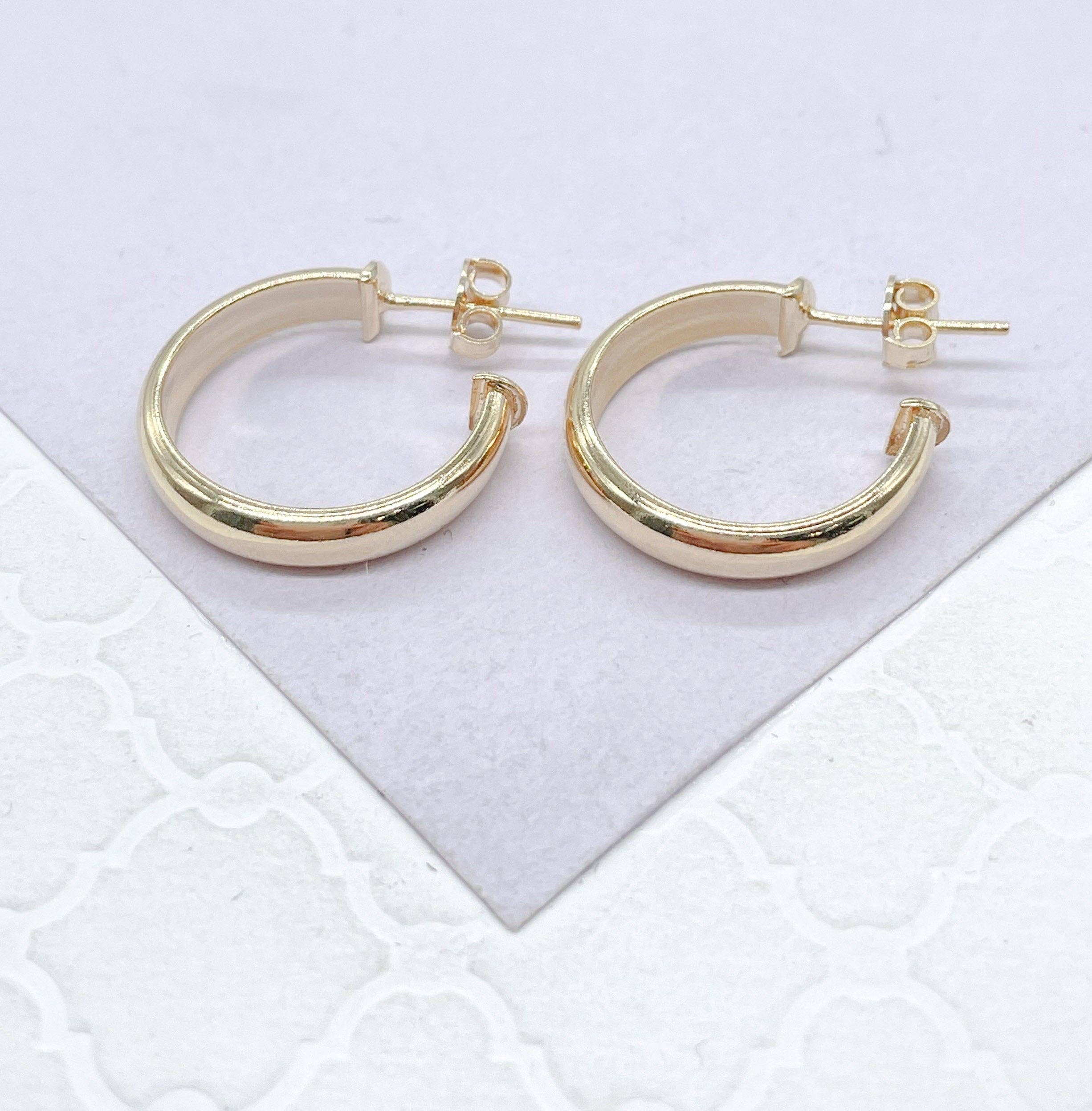 Milie – wholesale Hoop earrings – 18k GF Plain Flat Thin Dainty Hoop7