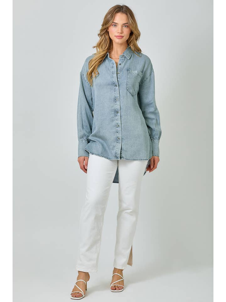 Mystree - Wholesale Button Down Shirt - Women's - 60937 Tencel Oversized Button Up Shirt6