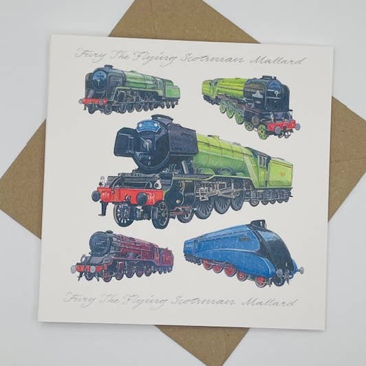 Biglietto di Auguri Treni Classici di Richard Partis per la vendita all'ingrosso da parte di Hooli Mooli