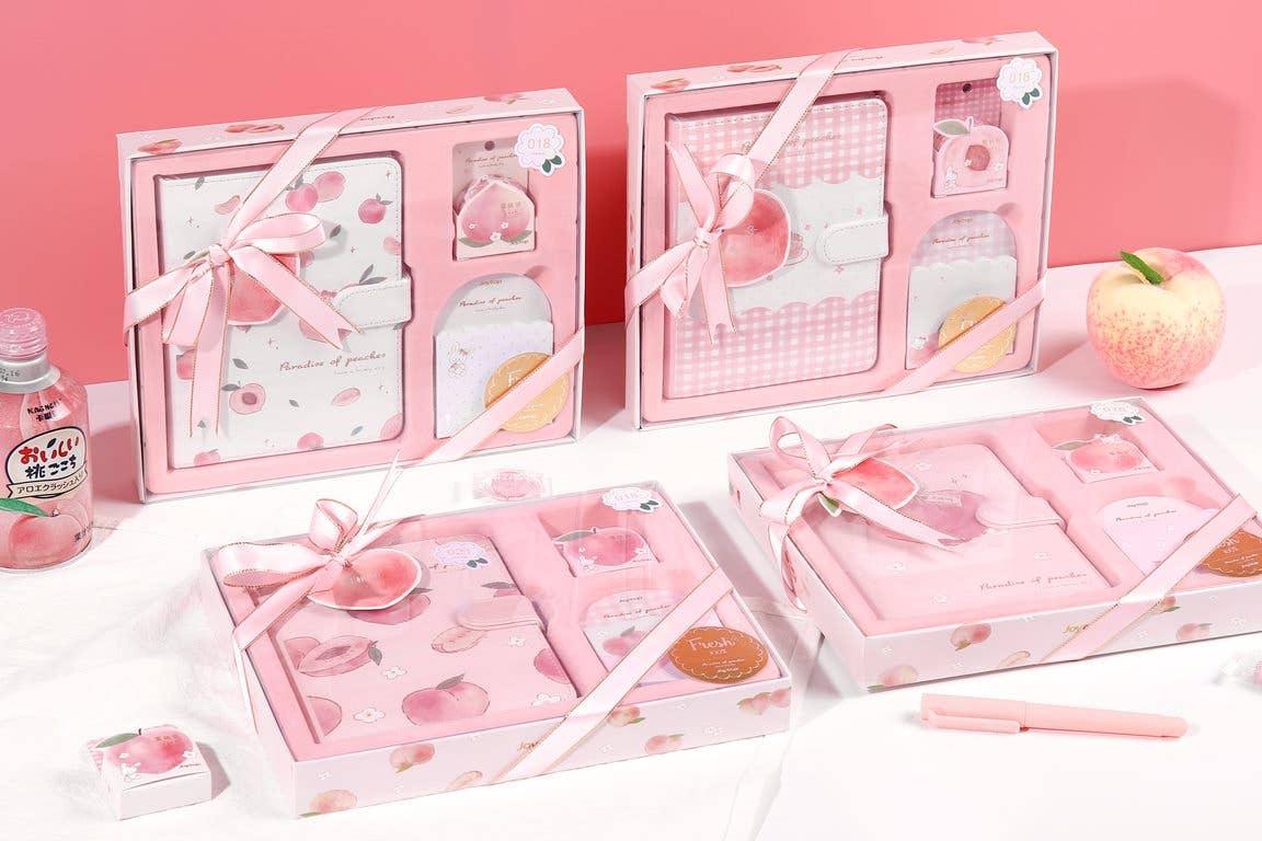 Yenzee Stationery - Vente Cahiers - Coffret cadeau carnet à motif pêche6