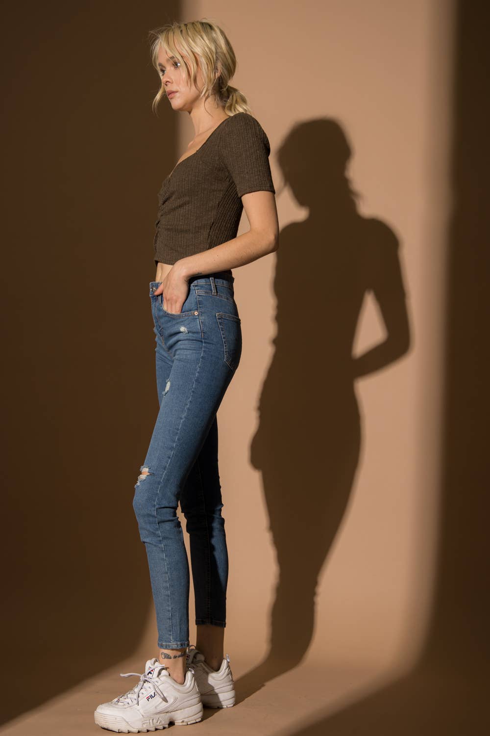 LENA - Wholesale Knit Top - Women's - Knit Rib Short Sleeve Sweet Heart Neck Cinched Top5