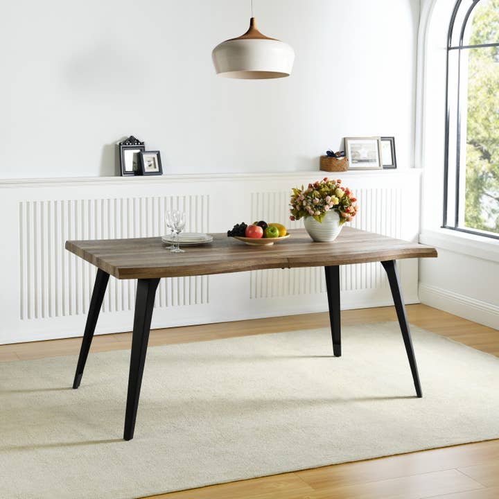 39F Inc. - Wholesale Side Table - 63in Natural Rustic Wood Live Edge Dining Table for 6 people