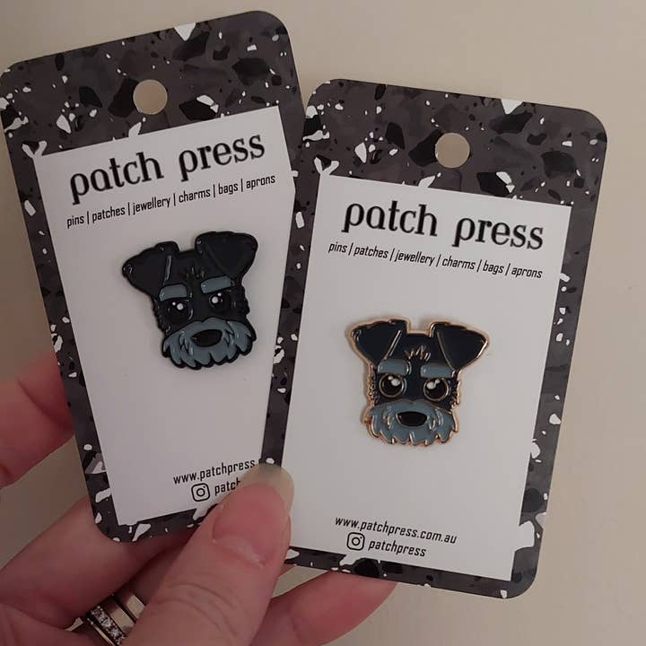Patch Press - Wholesale Lapel pin/button - Mini Schnauzer Puppy Dog Enamel Lapel Pin
