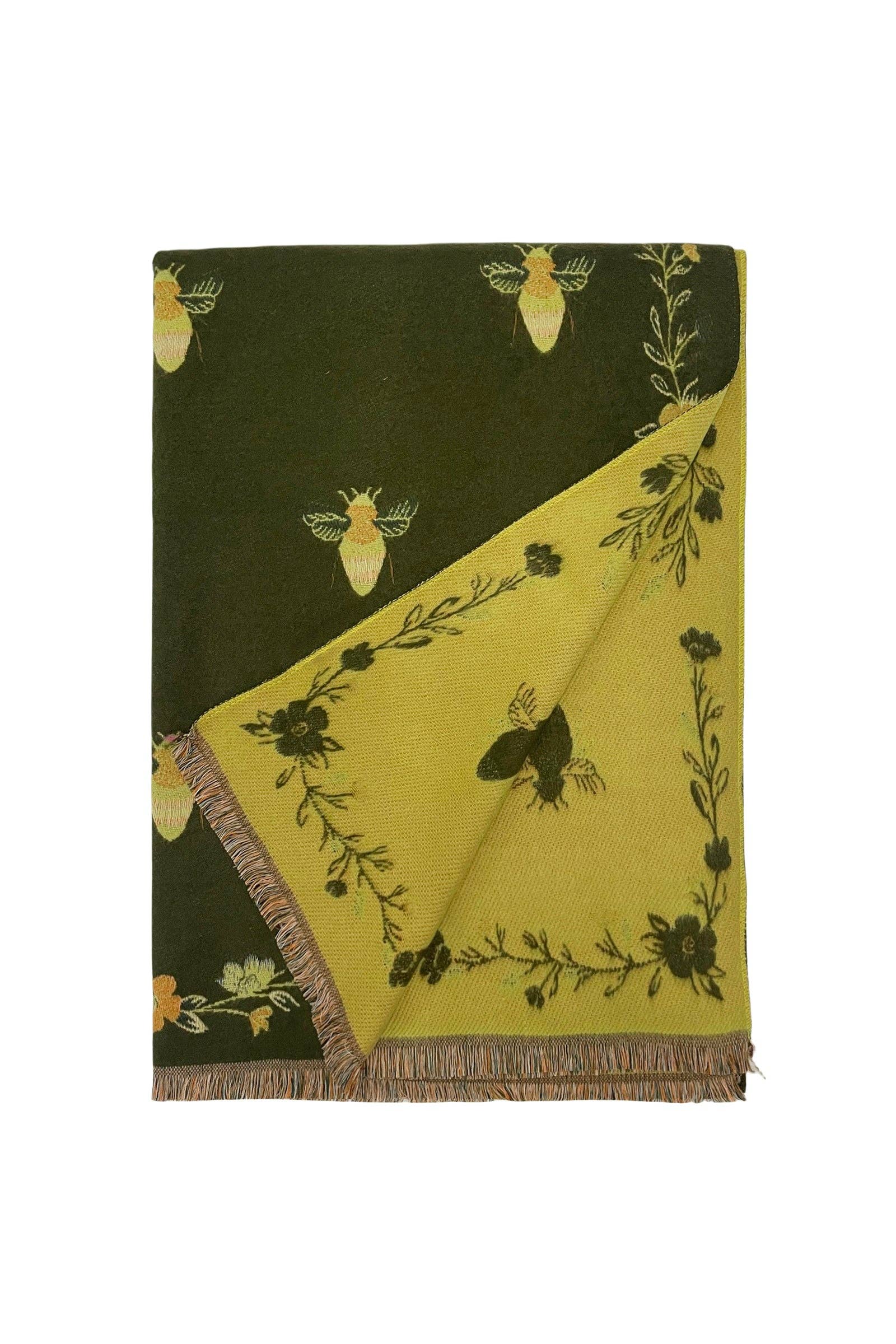 Fashion Scarf World - Wholesale Scarf - Women's - Bee & Floral Soft Woven Frayed Scarf11