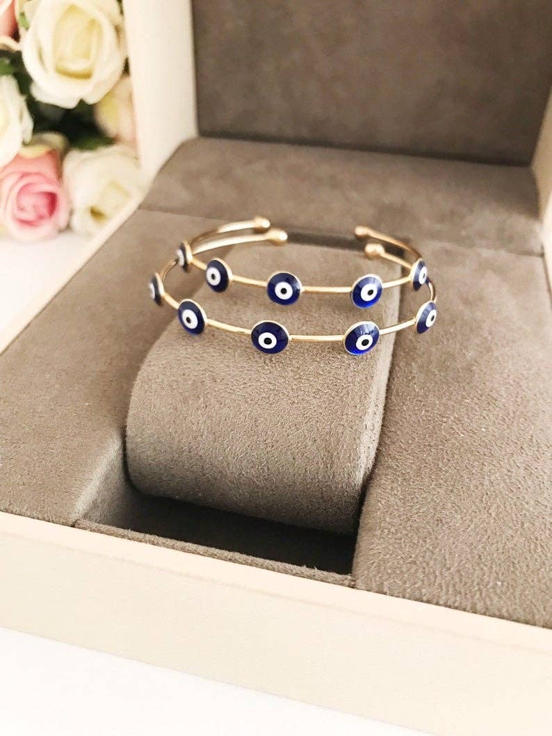 Evileyefavor - Wholesale Cuff Bracelet - Blue Evil Eye Bangle Bracelet, Gold Bangles, Cuff Bracelet2