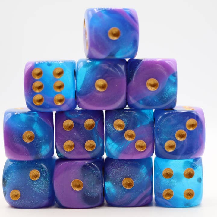 Foam Brain Games - Wholesale Dice - 12 piece Pip D6s - Stratus Glitter