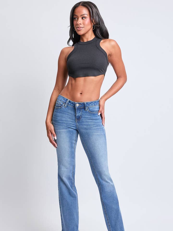 Women's Basic Low Rise Bootcut Jeans-P018262 for wholesale by YMI
