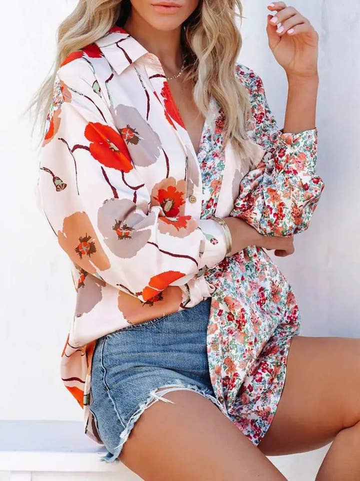 chemise à manches longues à imprimé floral pour la vente par Flarix