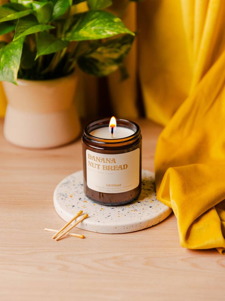 Banana Nut Bread Coconut Soy Wax Candle for wholesale by Caitelle