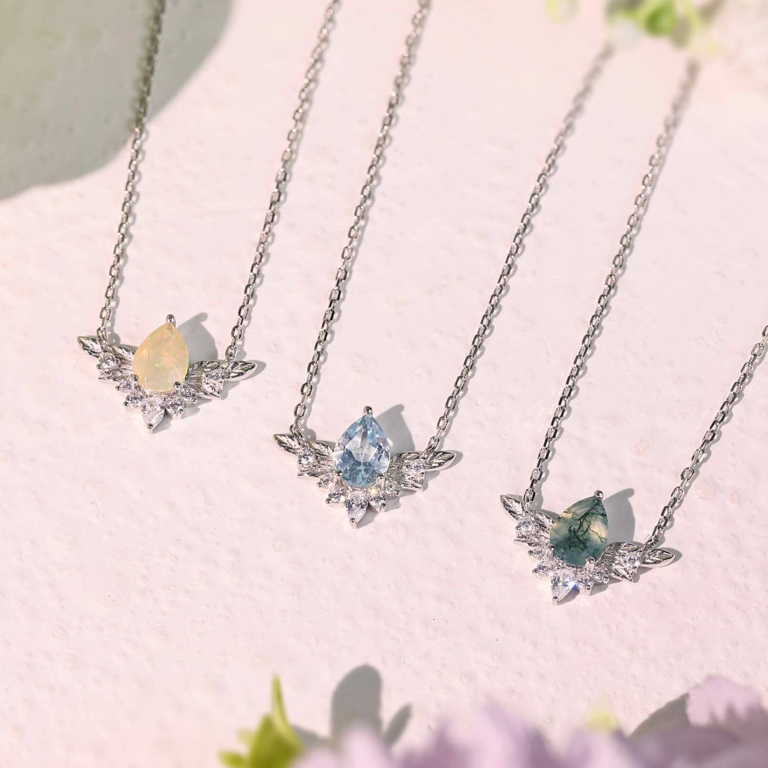 Azura Jewelry – Colar pingente/pendente por atacado – Colar Ágata To Bloom Again Moss6