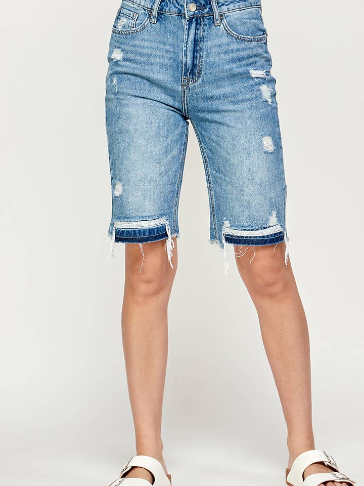 I1425HU - Lys vask - To-farvet denim Bermuda for engroshandel hos I&M JEAN, INC.