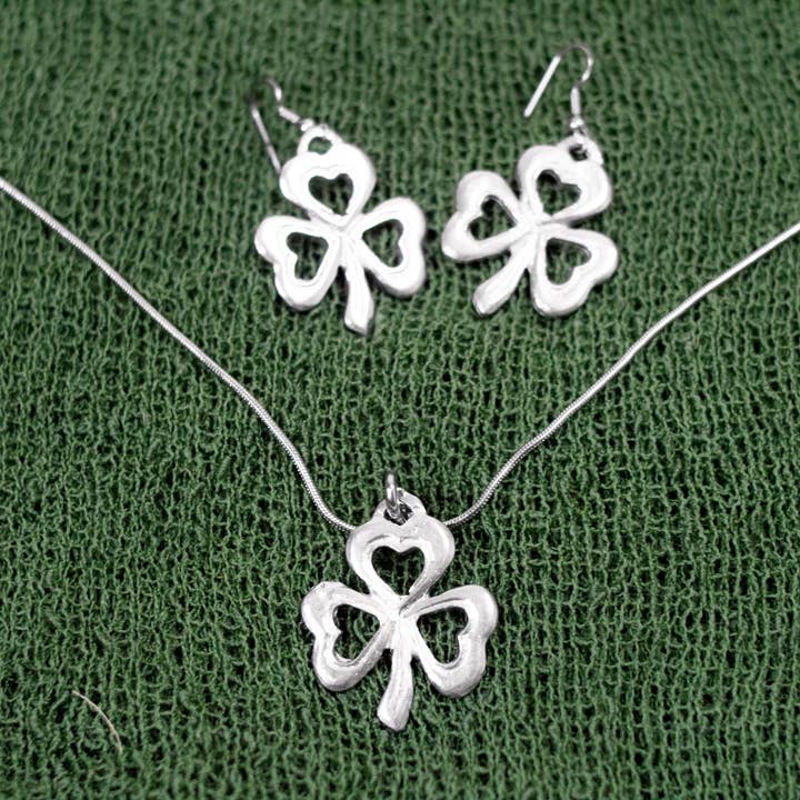 House of Morgan Pewter – Großhandel Schmucksets – Geschenke zum St. Patrick's Day — Klee-Ohrringe — Kleeblattschmuck7