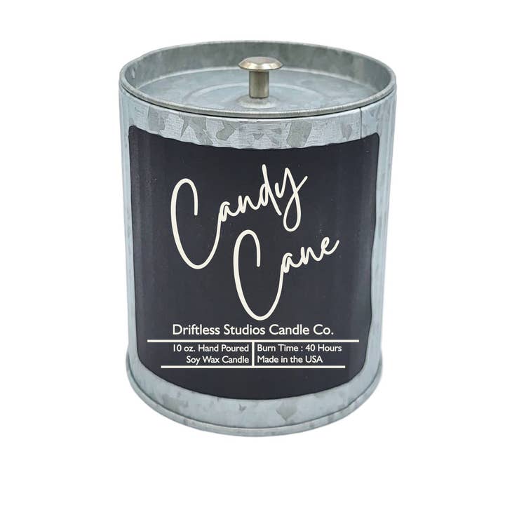 Candy Cane Christmas Candles Rustic Farmhouse Holiday Candle for wholesale by Driftless Studios