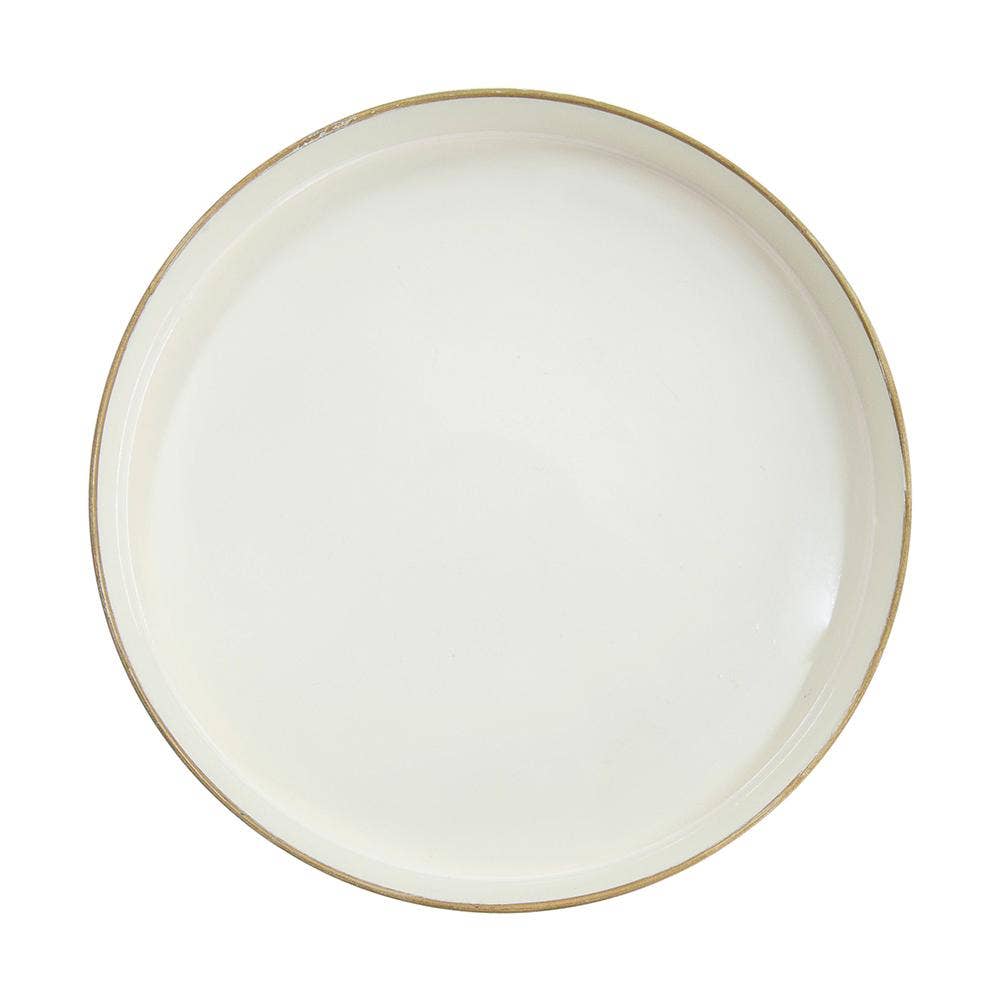 A&B Home Group Inc. - Wholesale Decorative Tray - D10" Mimosa Round Tray - White2