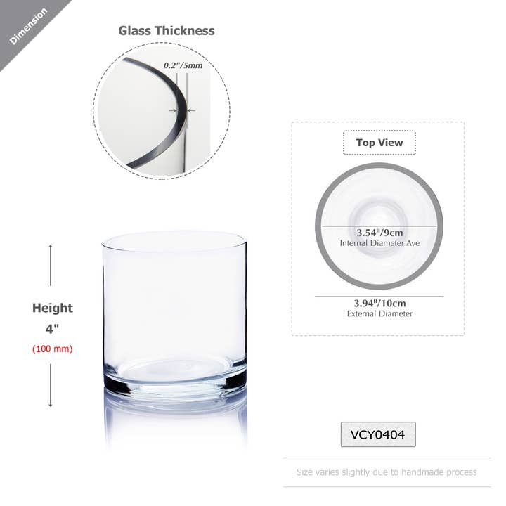 WGV International - Wholesale Vase - WGV Cylinder Glass Vase - 4" x 4"H