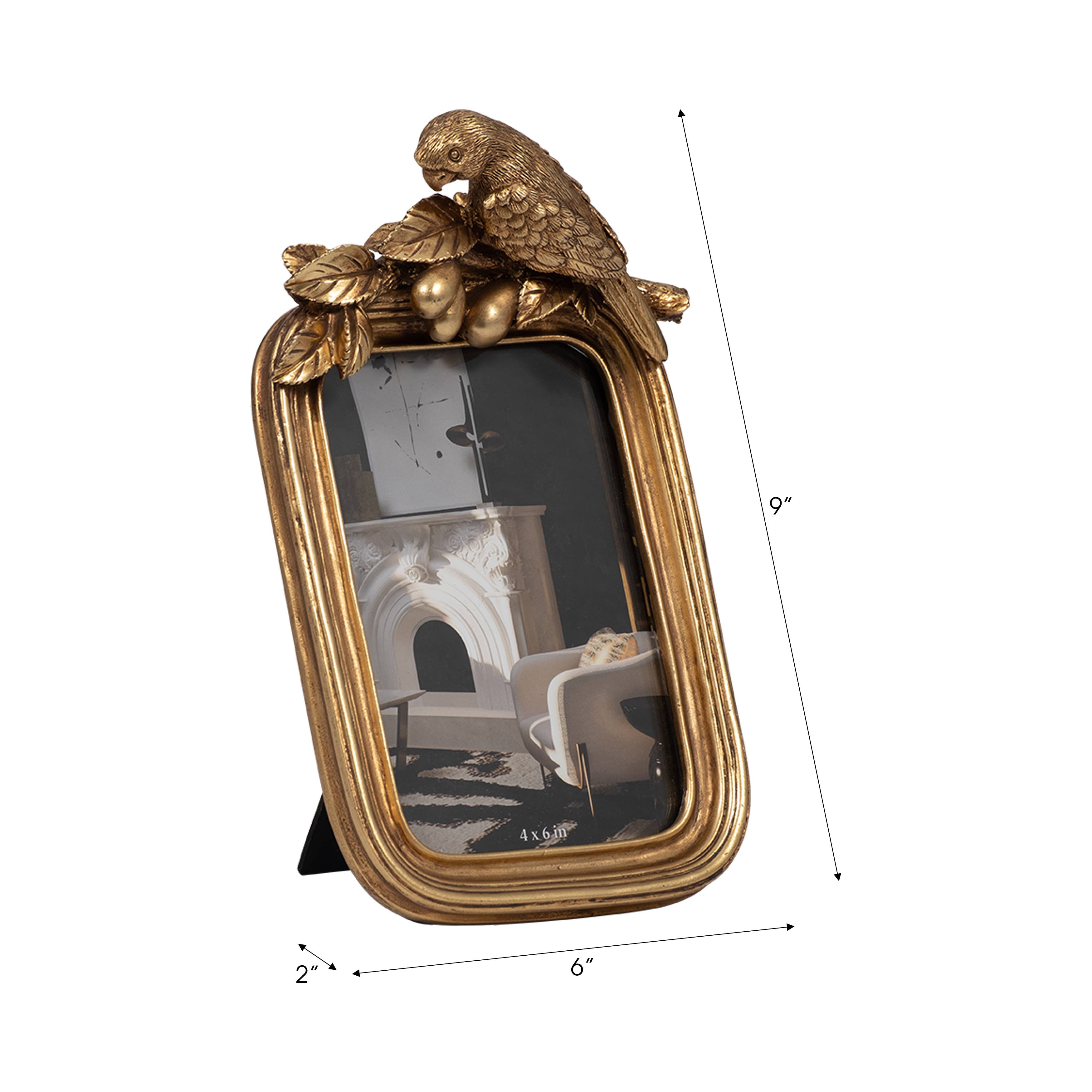 Sagebrook Home - Wholesale Picture Frame - Decorative Picture Frame - Gold Polyresin Bird, 4x6 in.3