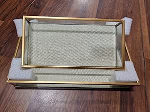 2x Gold Metal Tray Glass Display for wholesale on Faire0