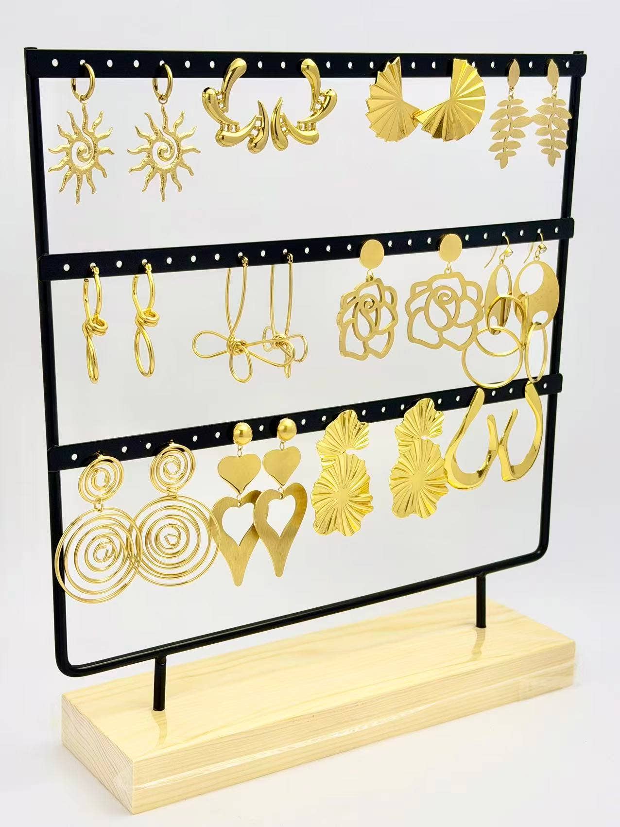 COSMOS - Wholesale Jewelry Set - Lot of 12 pairs of stainless steel earrings on display2