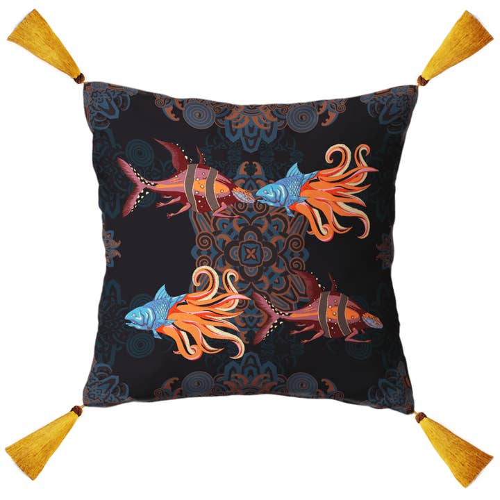 The Fish Organic Cotton Square Cushion Cover for wholesale by GuanAnAn London