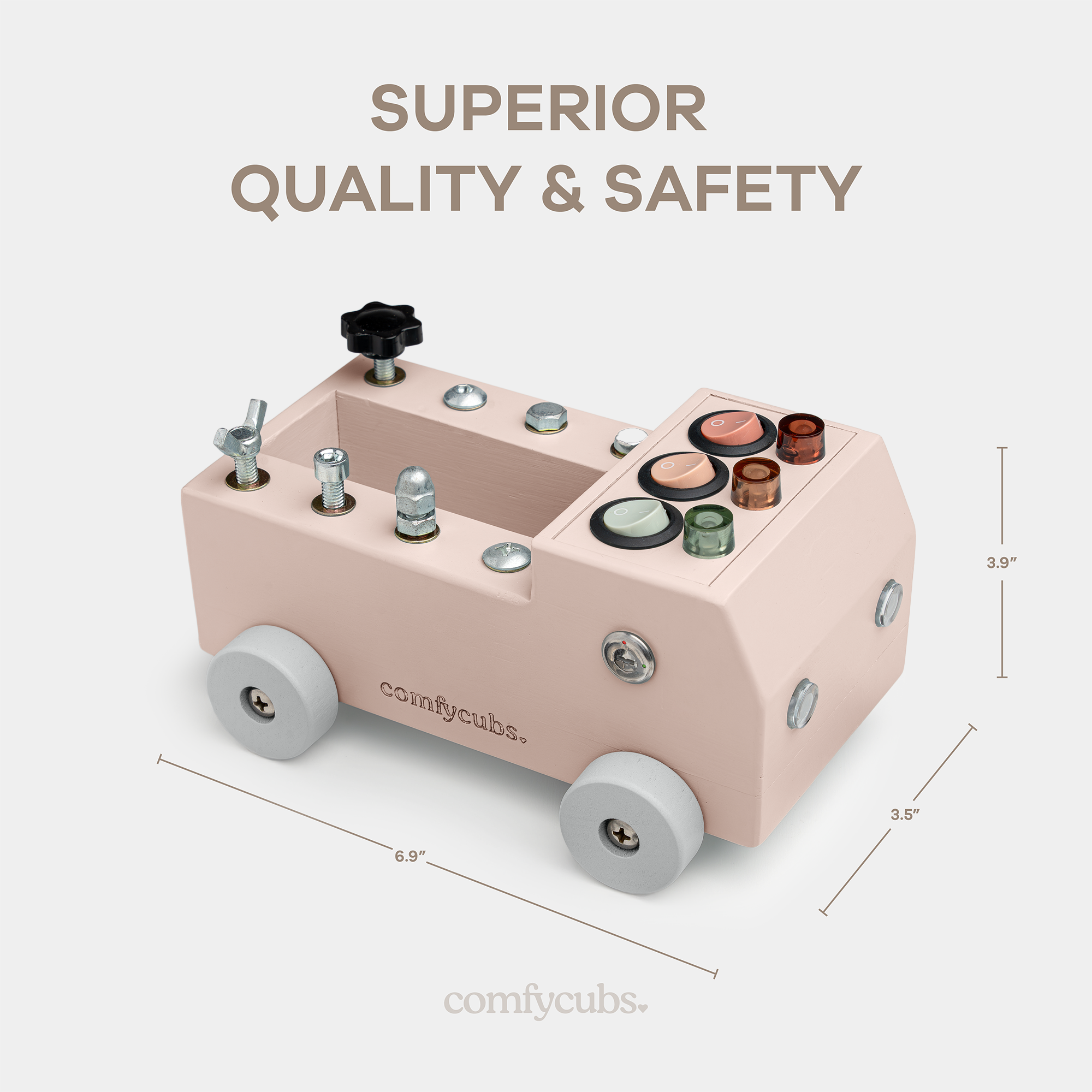 Comfy Cubs – Carro/camião de brinquedo - Crianças por atacado – Conjunto de Brinquedos de Caminhão Busy Board com Interruptor de Luz LED para Crianças 3+4