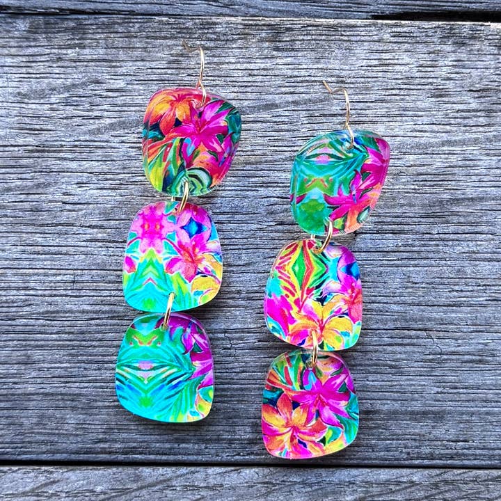 Boulder Stacks - Tropical Dreams - Acrylic Earrings for wholesale by Be Like Missy