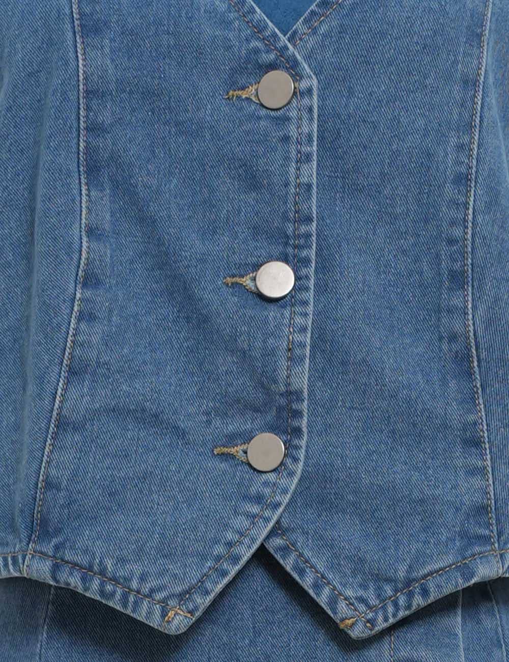 Sweetkama - Wholesale Top & Skirt Set - Women's - Ladies Denim Vest / Split Hem Skirt / Skirt Set 421912