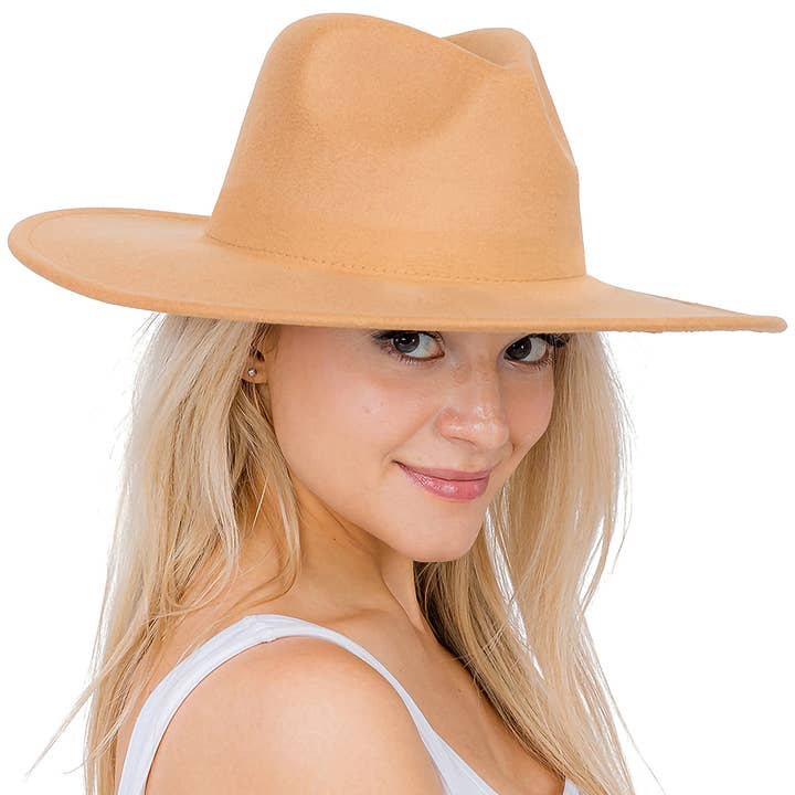 Cap Zone – Großhandel Fedora-Hut – Damen – Solider, schlichter Rancher-Hut mit breiter, flacher Krempe0