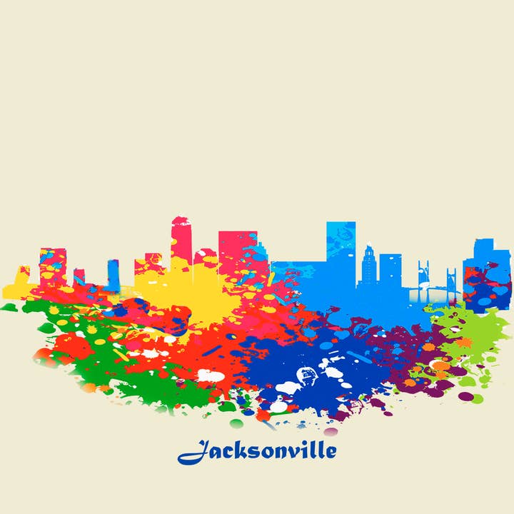 City Of Jacksonville Skyline Poster Watercolor Art for wholesale by BMS BIZ