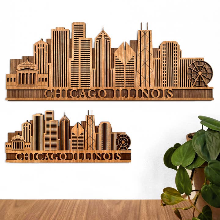 Arte de pared con el horizonte de Chicago para venta al por mayor de Inspired Indigo