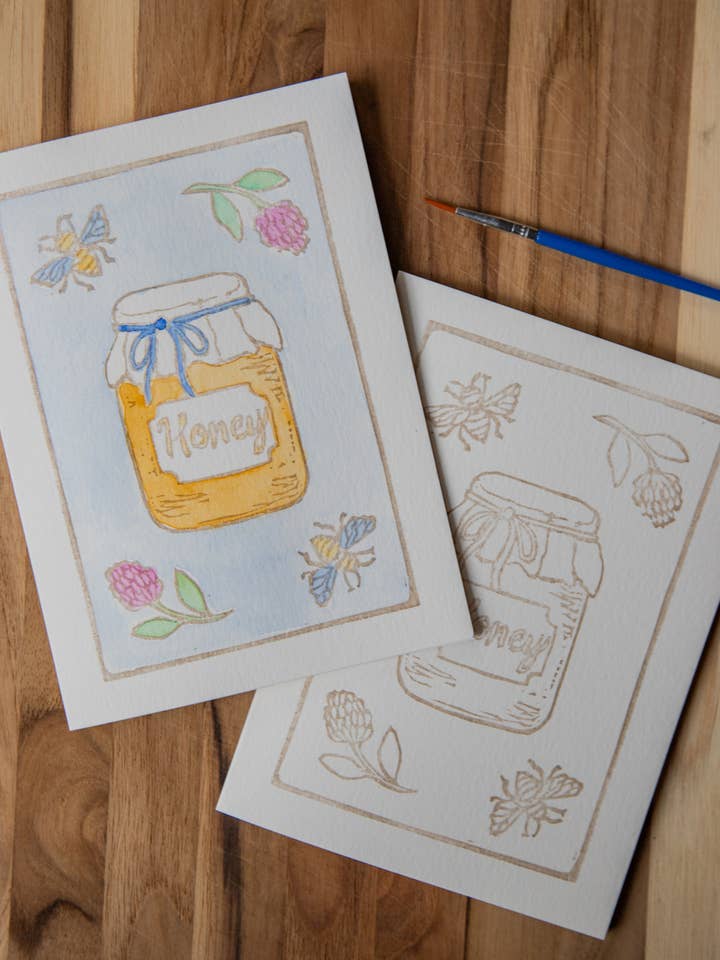 5X7 Honey Watercolor Art Card Kit DIY for wholesale by Ashes & Arbor