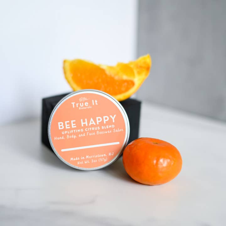 True It Naturals – Großhandel Heilsalbe/Balsam/Creme – BEE HAPPY Zitrus Lokale Bienenwachssalbe - Bio-Salbe 2oz