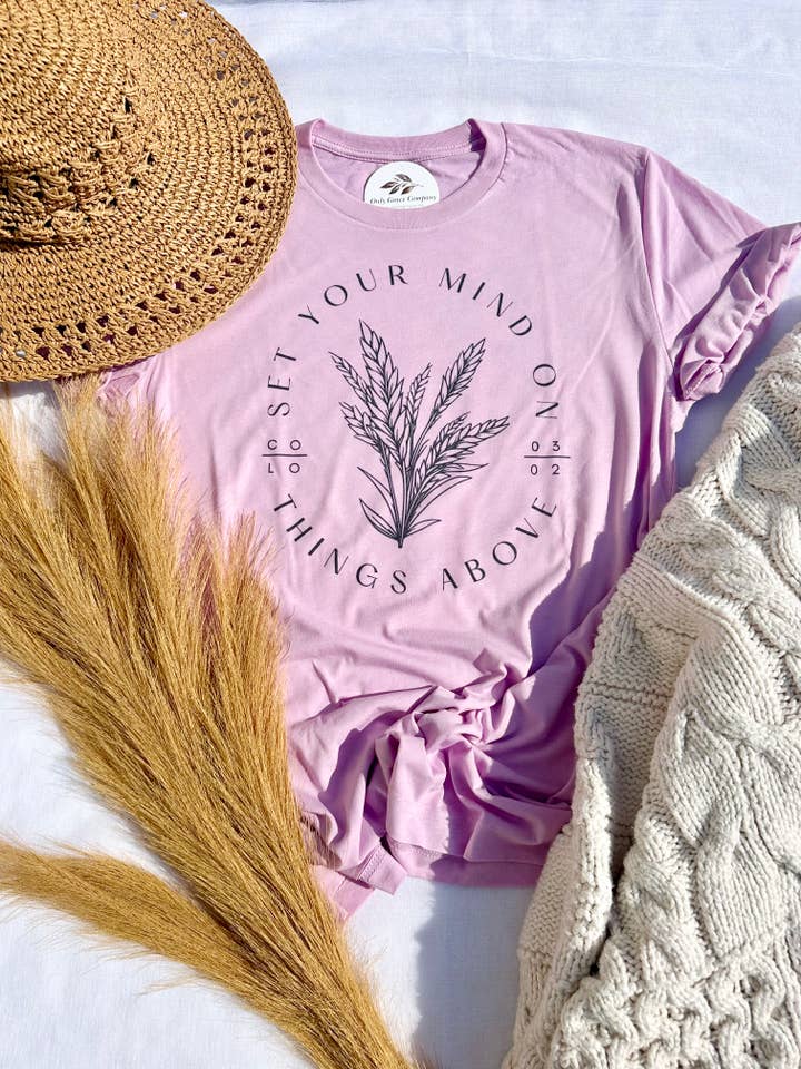 Sätt ditt sinne på saker ovanför hösten Christian Wheat Tee för wholesale av Only Grace Company