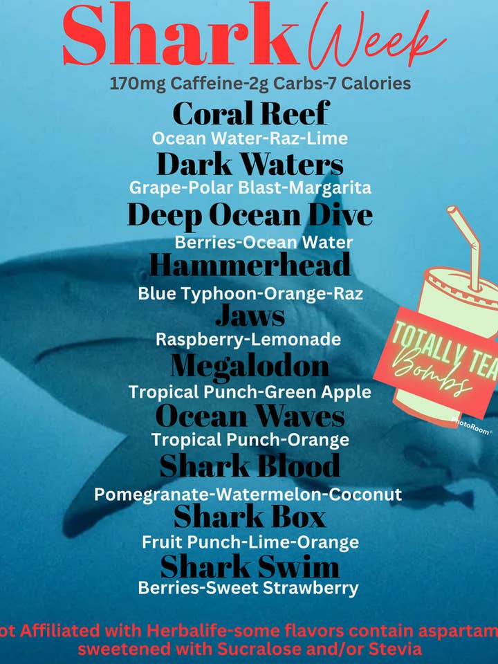 Shark Week Themed 10 pack of Loaded Teas for wholesale by TotallyTea