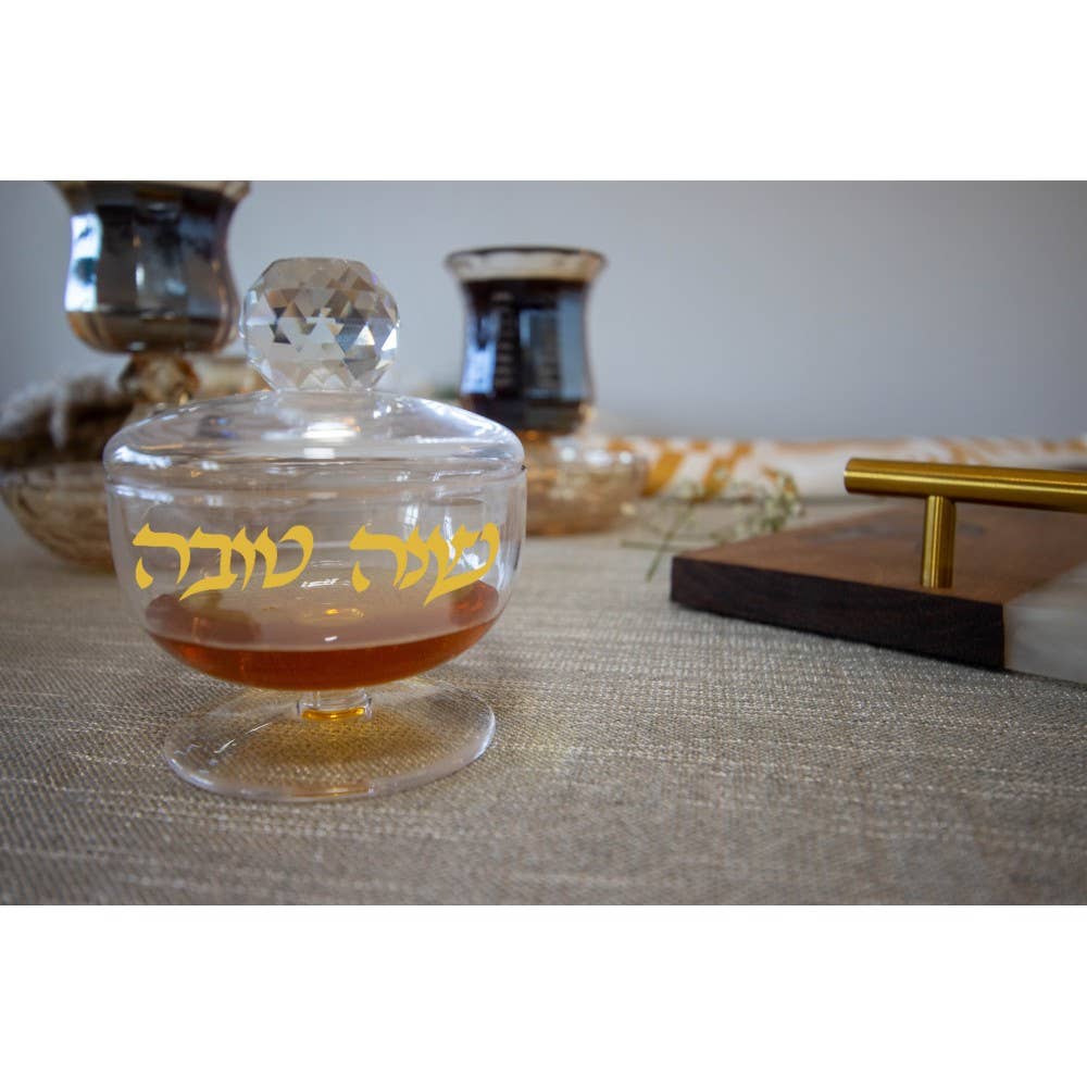 AULICA – Großhandel Honigtopf – Judaica Diamant-Glaszuckerdose 8x8x.5cm1